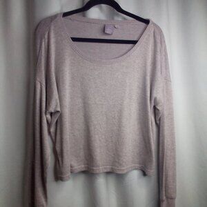 Crivit Shirt Cropped Women M 8/10 Long Sleeve Lightweight Sweatshirt Tan